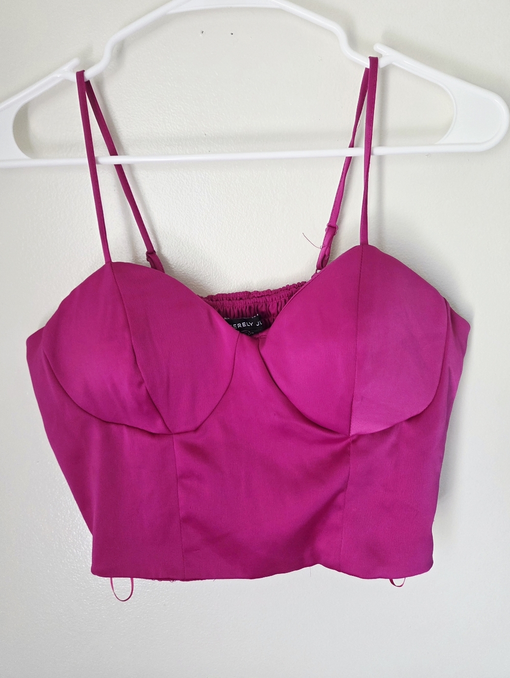 Sincerely Jules Magenta Smocked Bustier Crop Top – Size Large